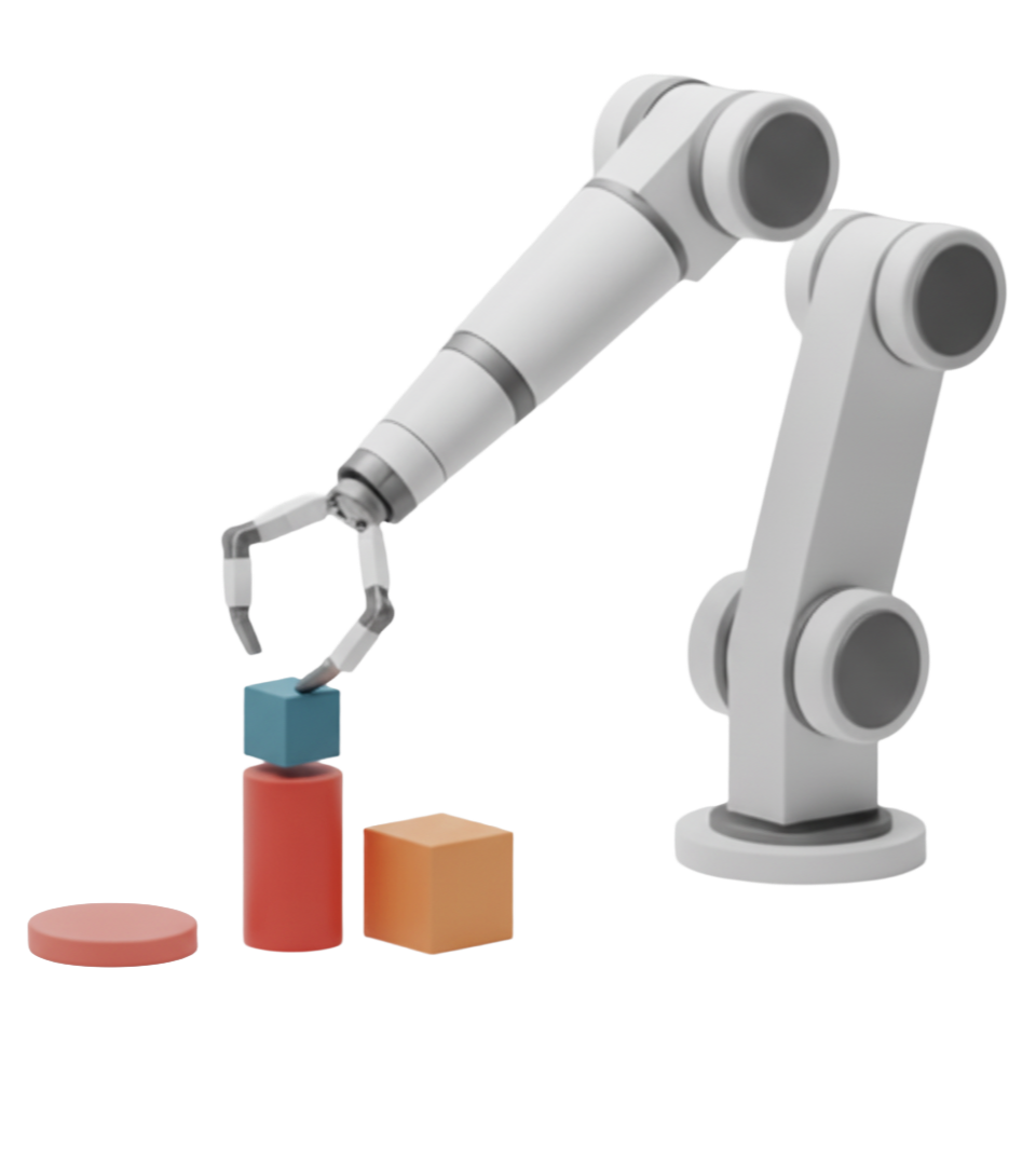 Robot arm manipulating blocks